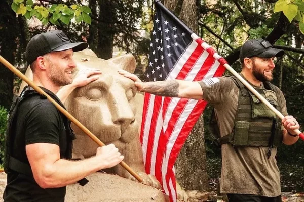 Former Army Rangers and PA natives Joe Webb and Cody McCormick walked from Delaware Water Gap, PA to Old Main, University Park, PA flags in hand on Oct. 25th 2020